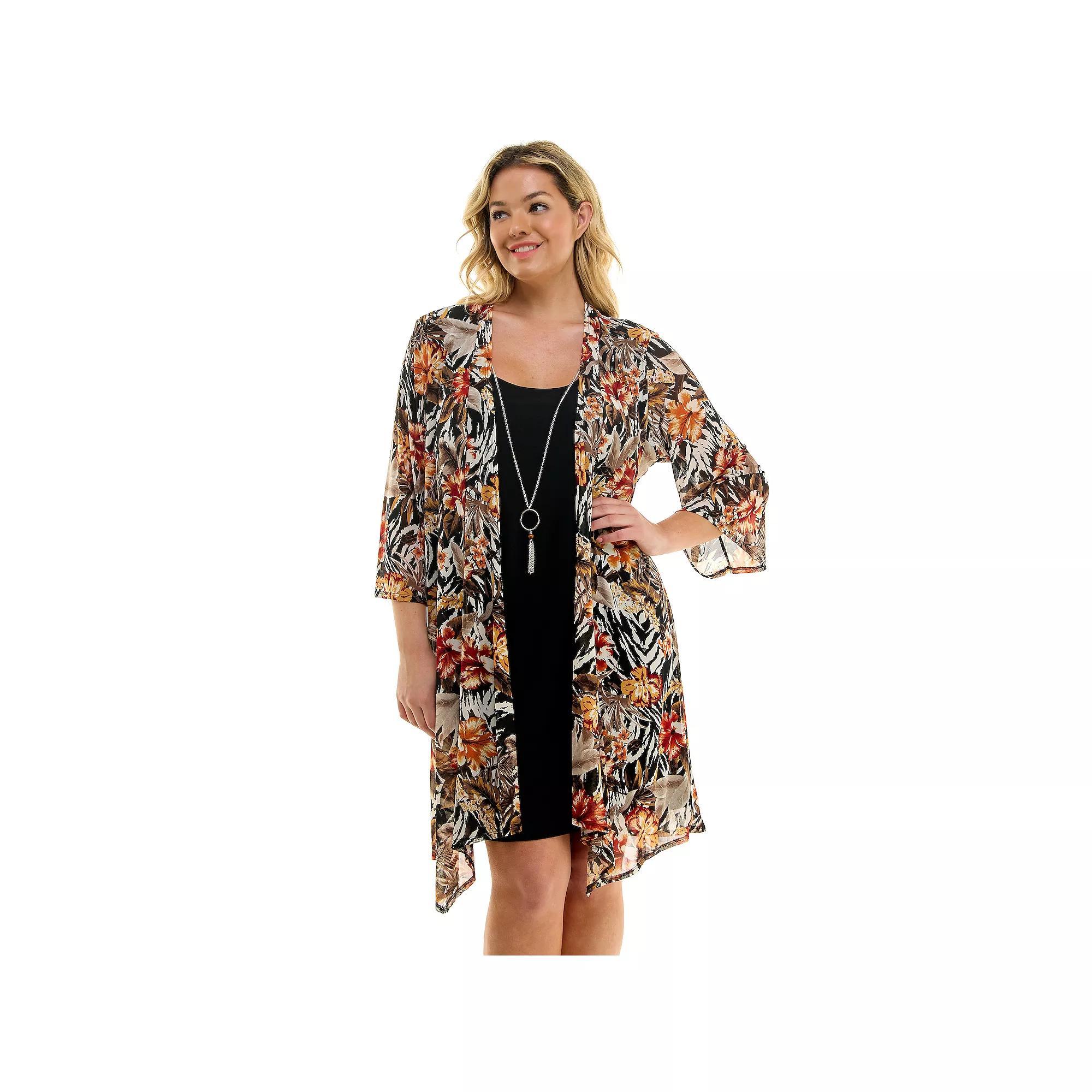 Plus Size Sara Michelle Jacket Dress with Necklace, Womens Product Image