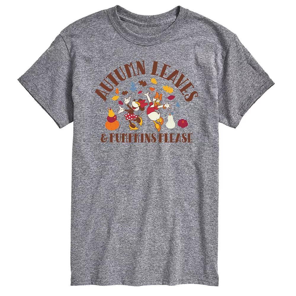 Disney's Minnie Mouse and Daisy Men's Autumn Leaves Graphic Tee, Size: Medium, Gray Product Image