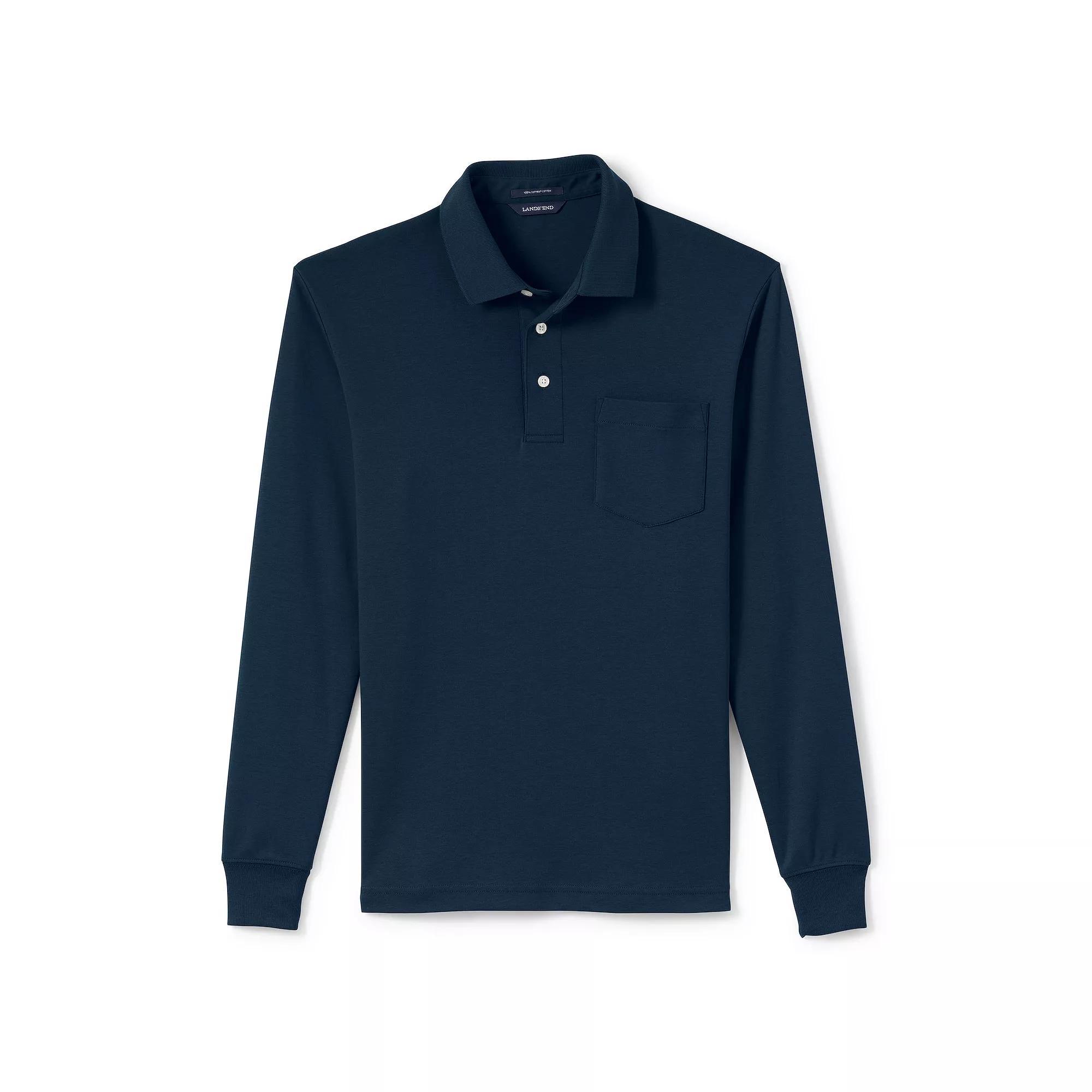 Mens Lands End Classic-Fit Super Soft Supima Pocket Polo Product Image