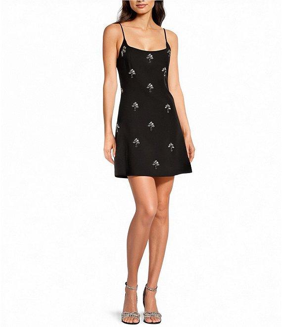 Gianni Bini Mika Crepe Square Neck Sleeveless Jewel A-Line Dress Product Image