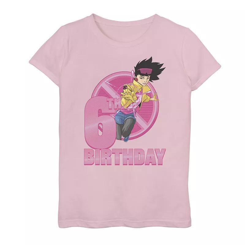 Girls 7-16 Marvel X-Men Jubilee 6th Birthday Badge Graphic Tee, Girl's, Size: Medium, Pink Product Image