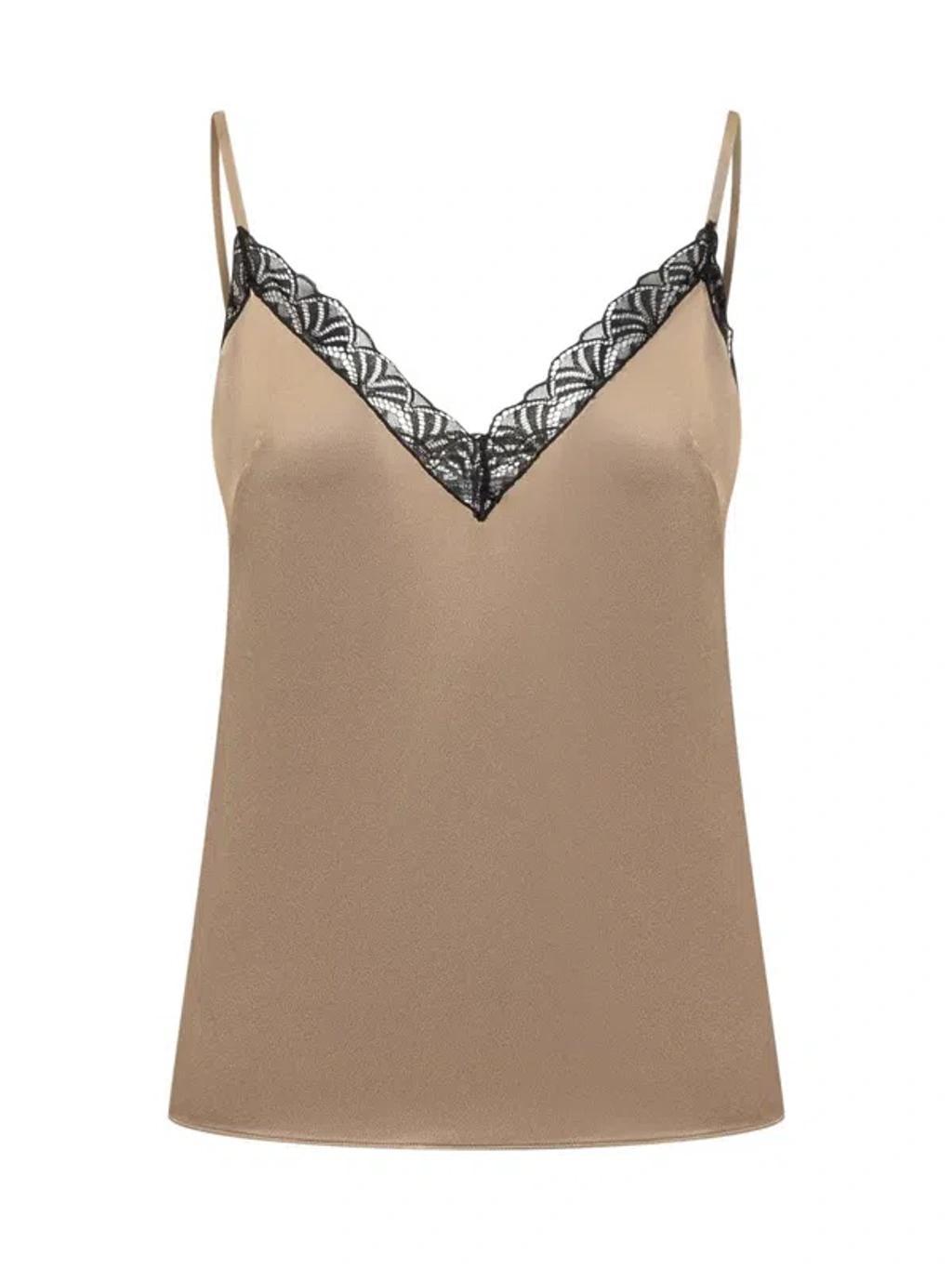 ALBERTA FERRETTI Top Satin In Beige Product Image