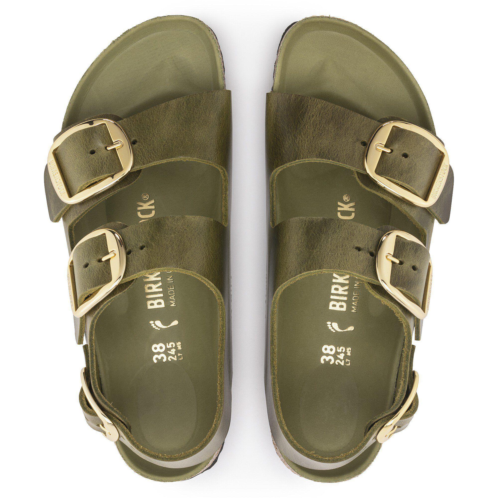 Milano Big Buckle Oiled Leather Olive Green Product Image