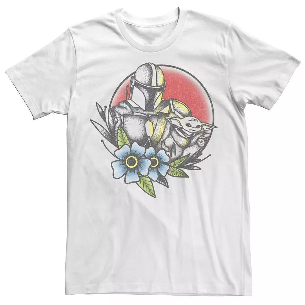Men's Star Wars The Mandalorian The Child Tattoo Style Portrait Tee, Size: Medium, White Product Image