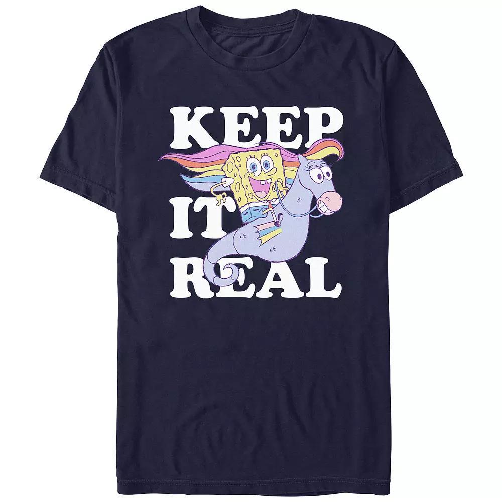 Juniors' SpongeBob Squarepants Keep It Real Boyfriend Graphic Tee, Women's, Size: Medium, Blue Product Image
