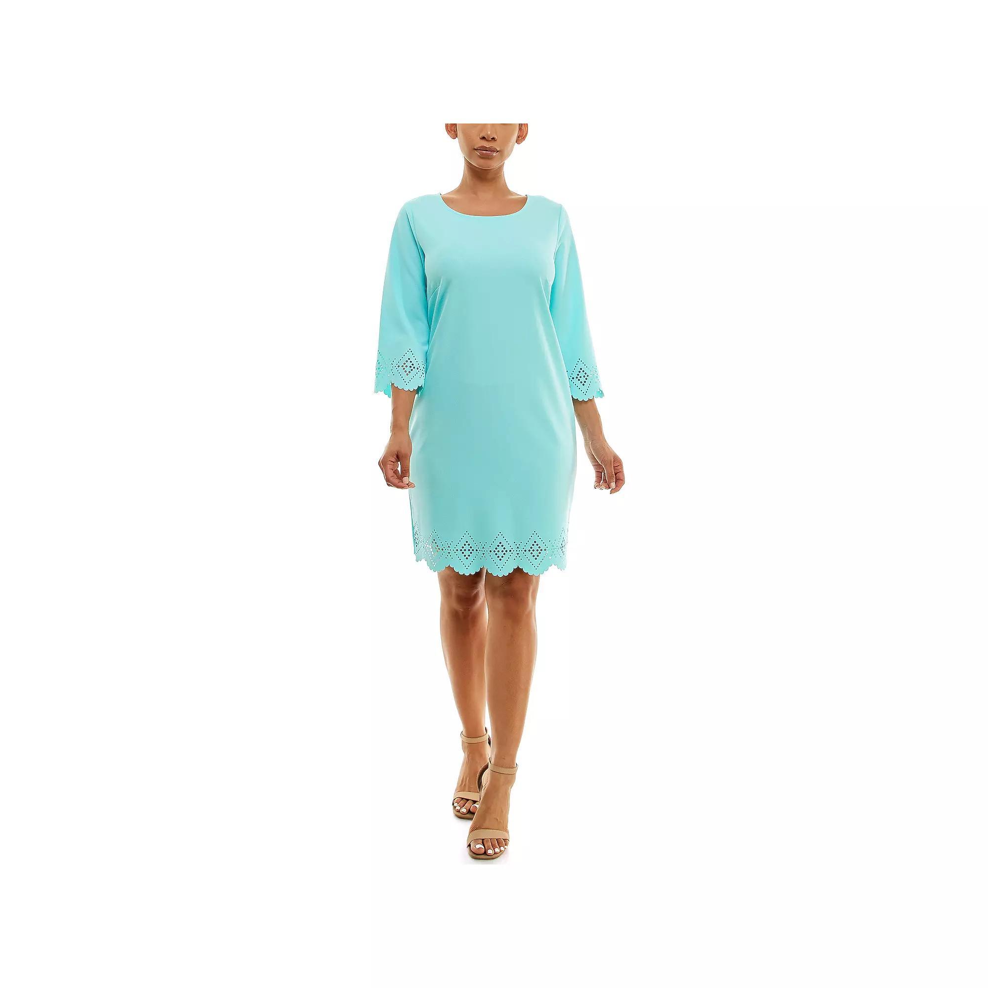 Women's Nina Leonard Laser Cut Dress, Size: Small, Robins Egg Product Image