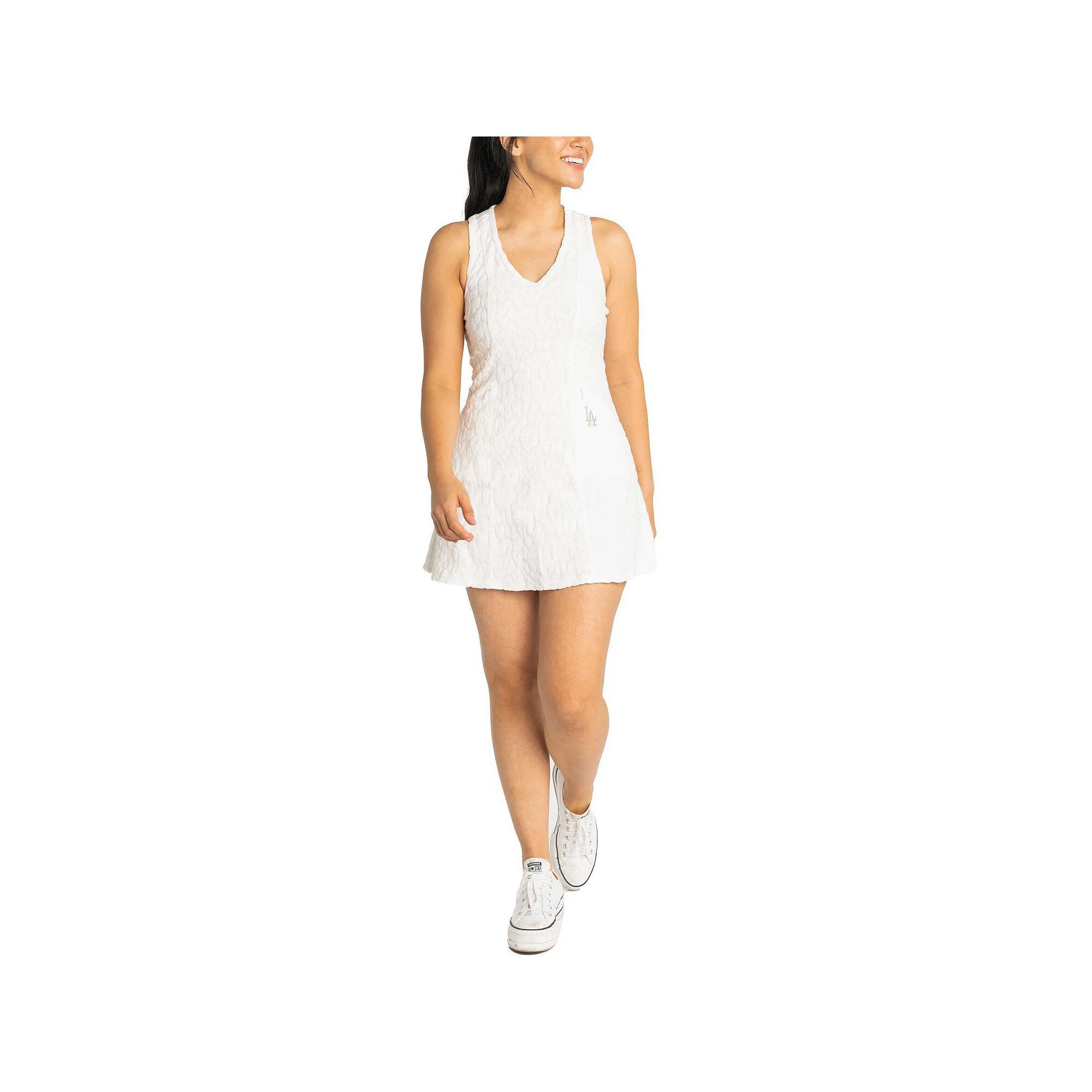 Women's Lusso White Los Angeles Dodgers Tess Cheetah V-Neck Racerback Dress, Size: XS Product Image