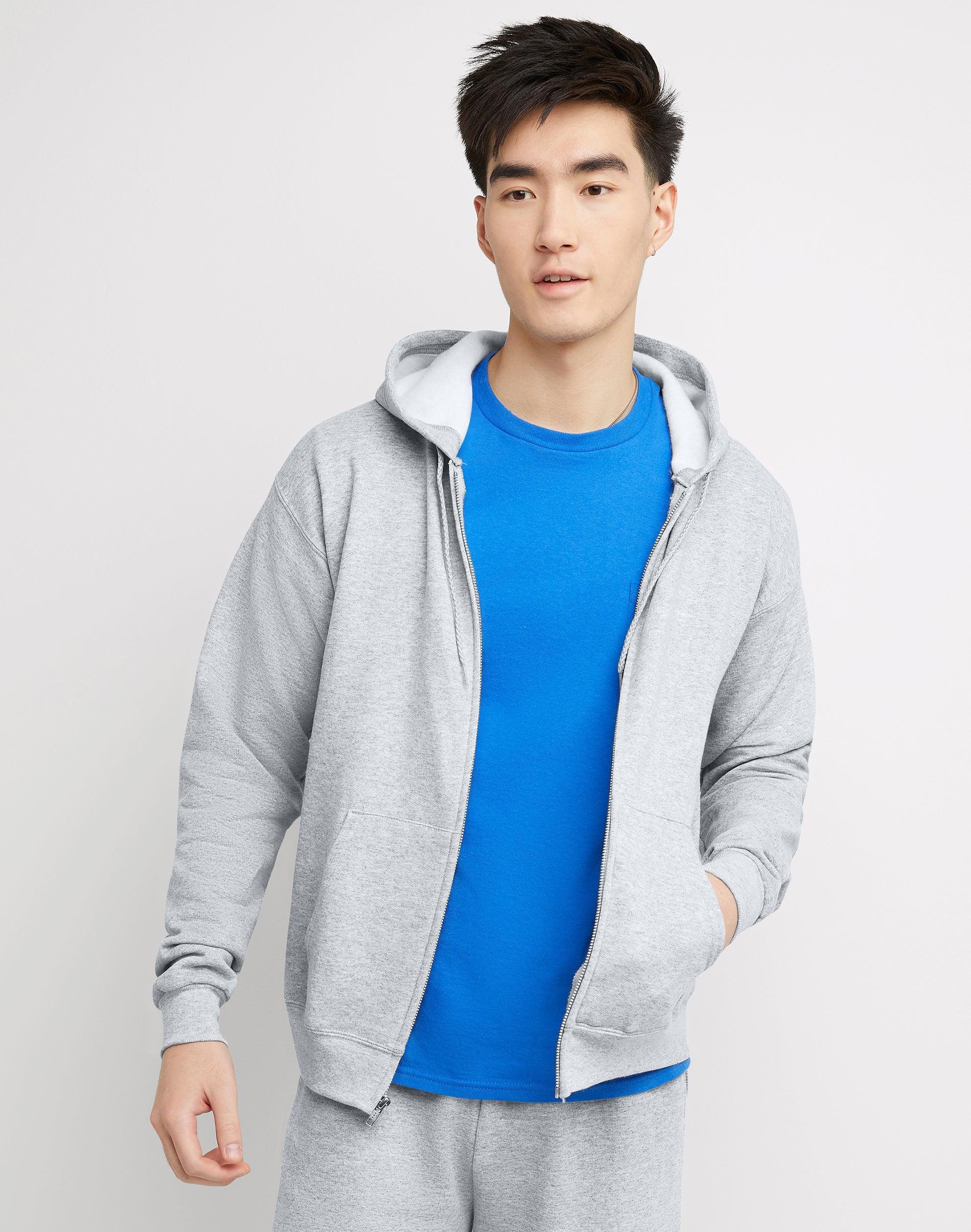 Men's Hanes® EcoSmart Fleece Full-Zip Hooded Jacket, Size: Large, Deep Royal1 Product Image