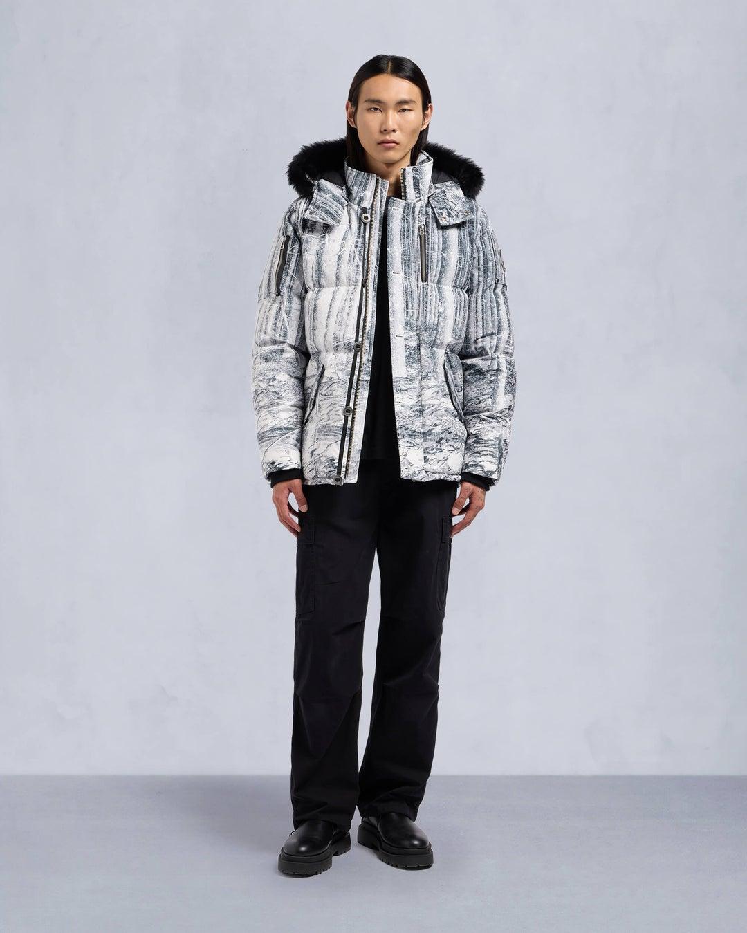 Moose Knuckles Mens Original 3Q Jacket in Forest Print with Black Shearling Product Image