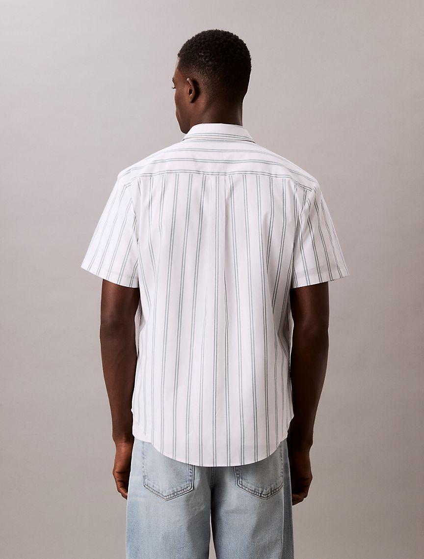 Calvin Klein Mens Poplin Stripe Classic Button-Down Shirt - Multi Product Image