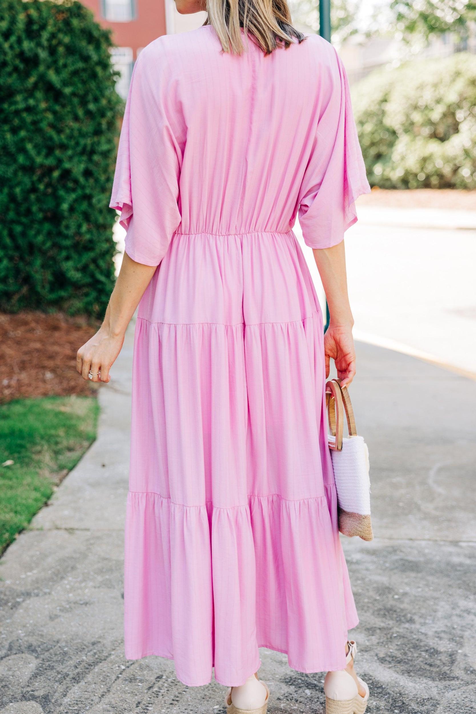 Ocean Breeze Pink Tiered Maxi Dress Female Product Image