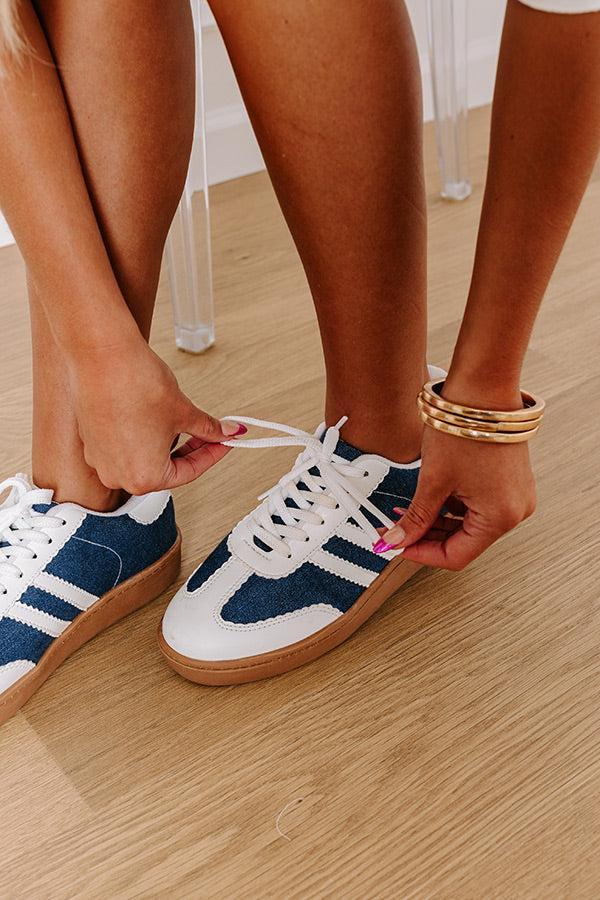 The Kimberly Denim Sneaker in Dark Wash Product Image