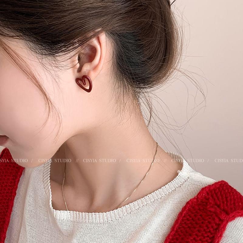 Heart Glaze Alloy Stud Earring Product Image