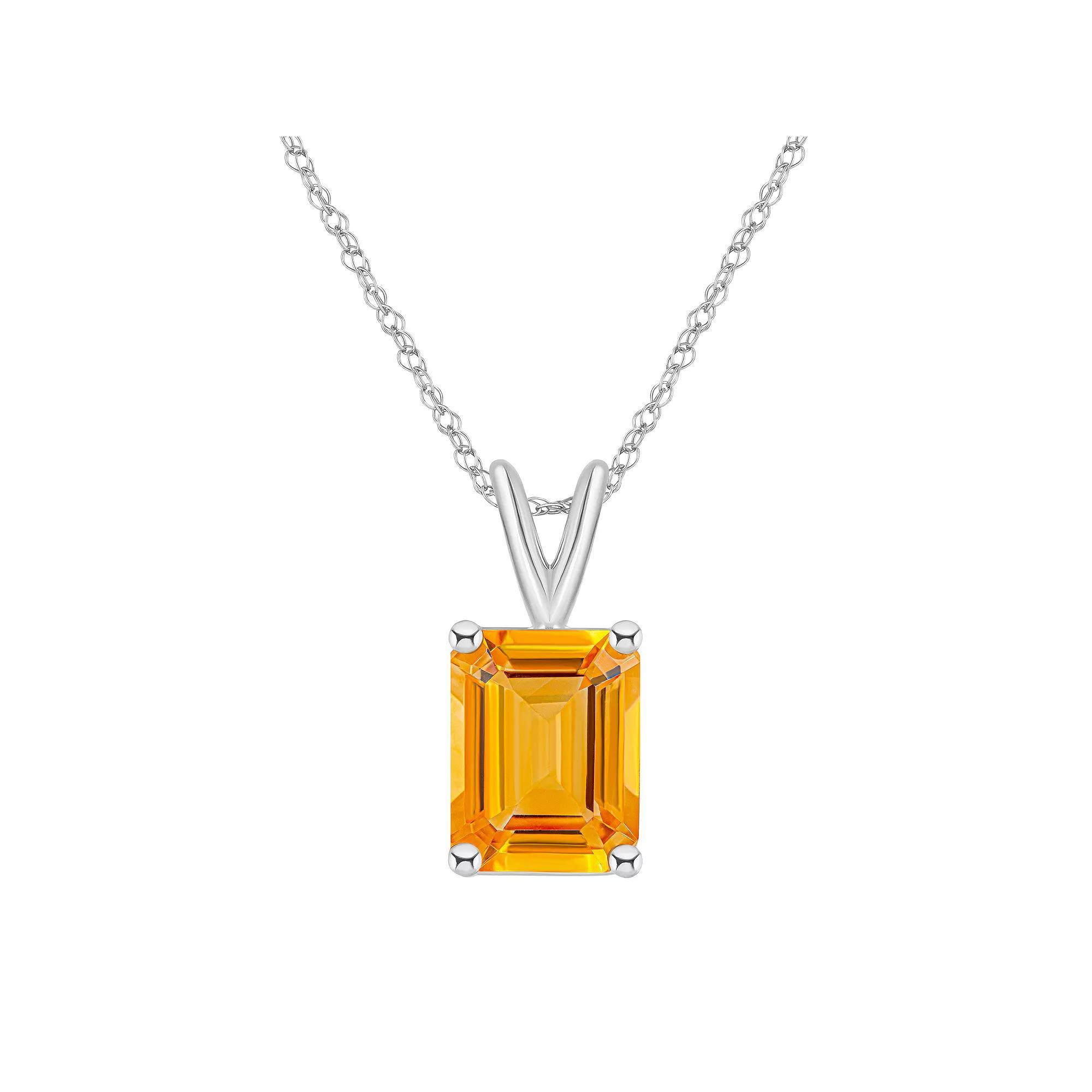 Celebration Gems 14k White Gold Gemstone Pendant Necklace, Women's, Size: 18", Citrine Product Image