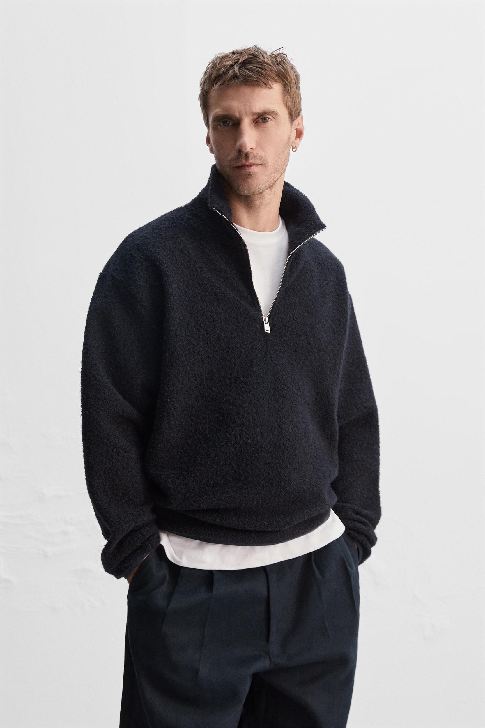 QUARTER ZIP BOUCLÉ SWEATSHIRT Product Image