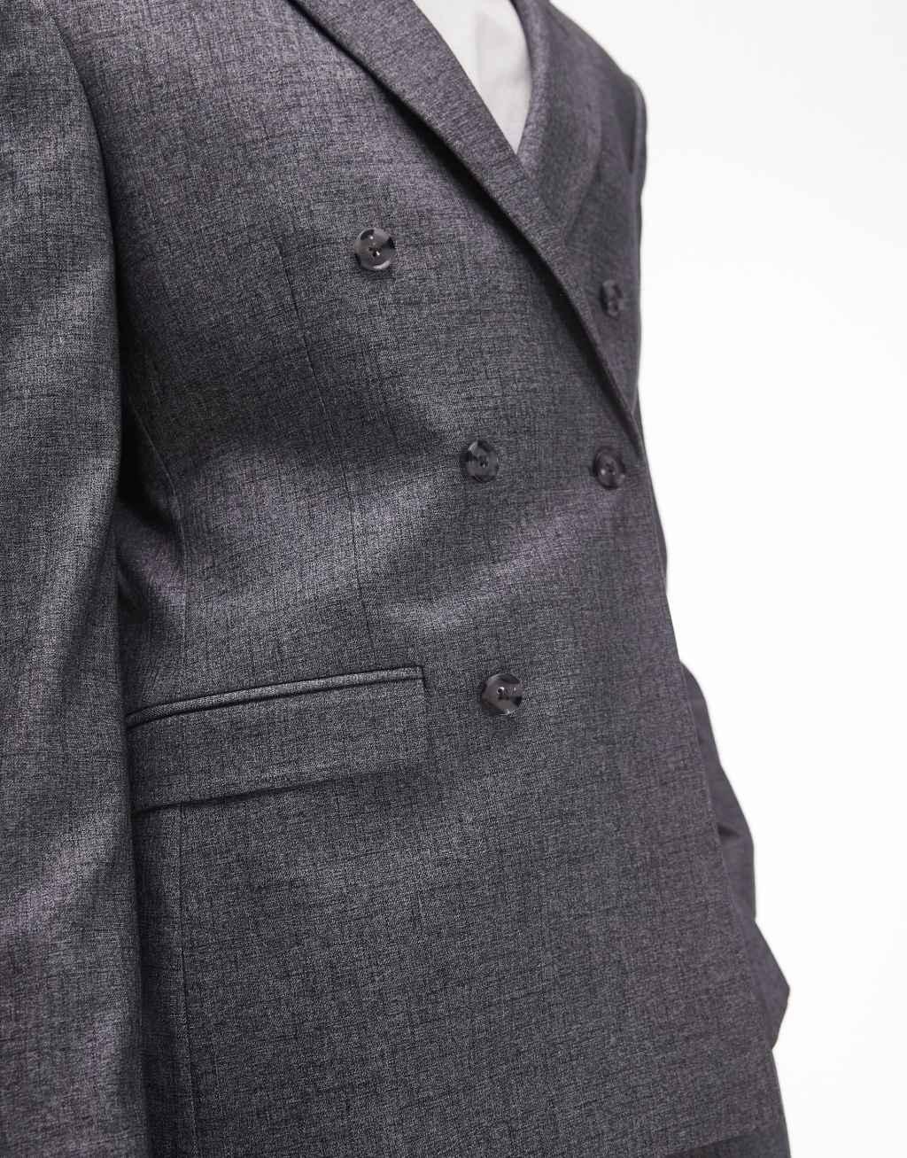 Topman slim cross hatch suit jacket in gray Product Image
