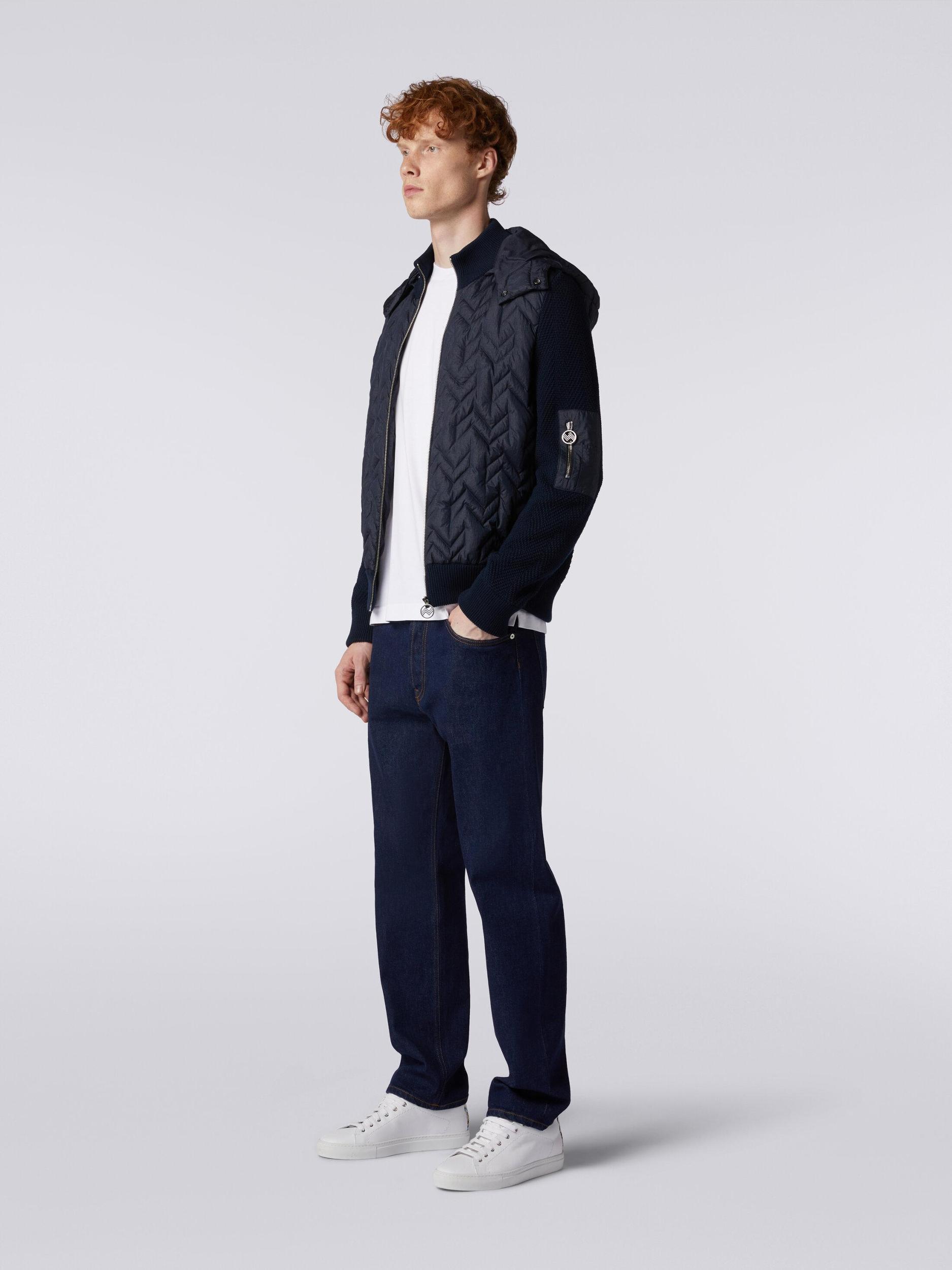 Cotton and nylon quilted jacket with hood Product Image