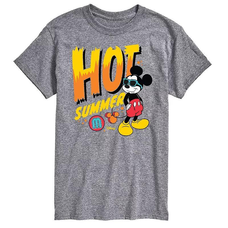 Disneys Mickey Mouse Mens Hot Summer Graphic Tee Grey Gray Product Image