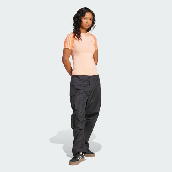 adidas Adicolor 3-Stripes Raglan Slim Tee Glow Pink L Womens Product Image