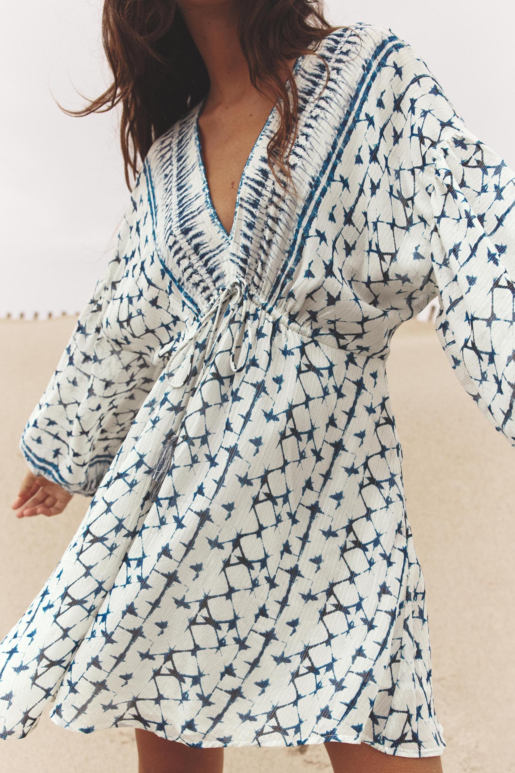 METALLIC THREAD PRINT DRESS Product Image