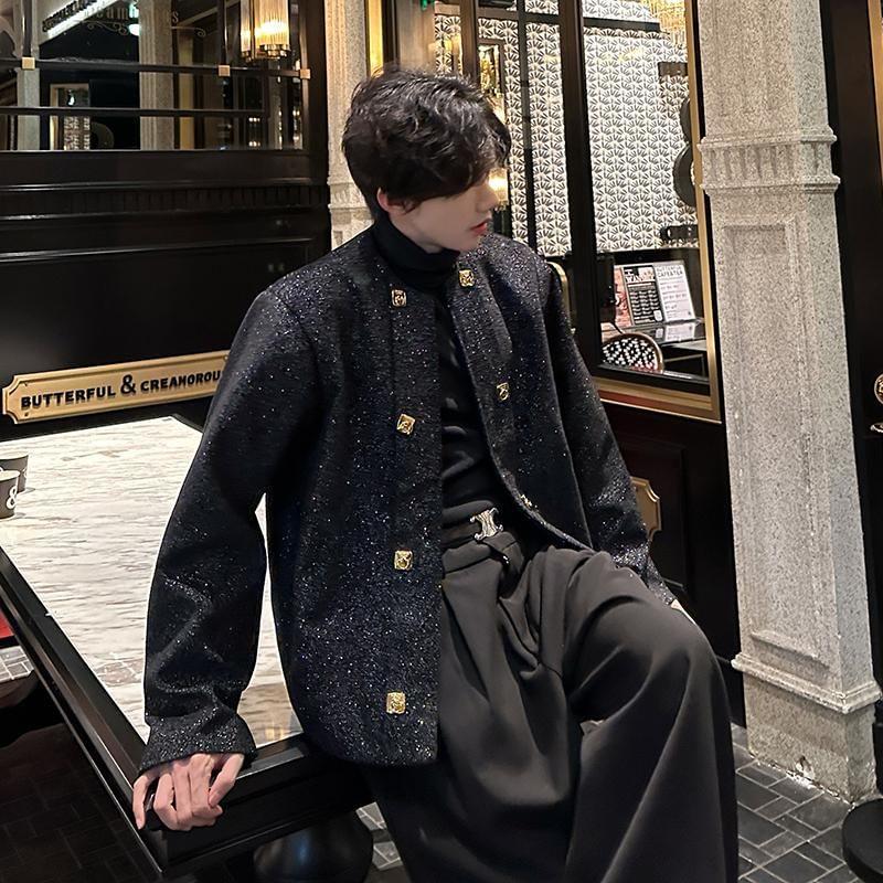 Long Sleeve Button Up Embellished Blazer Product Image