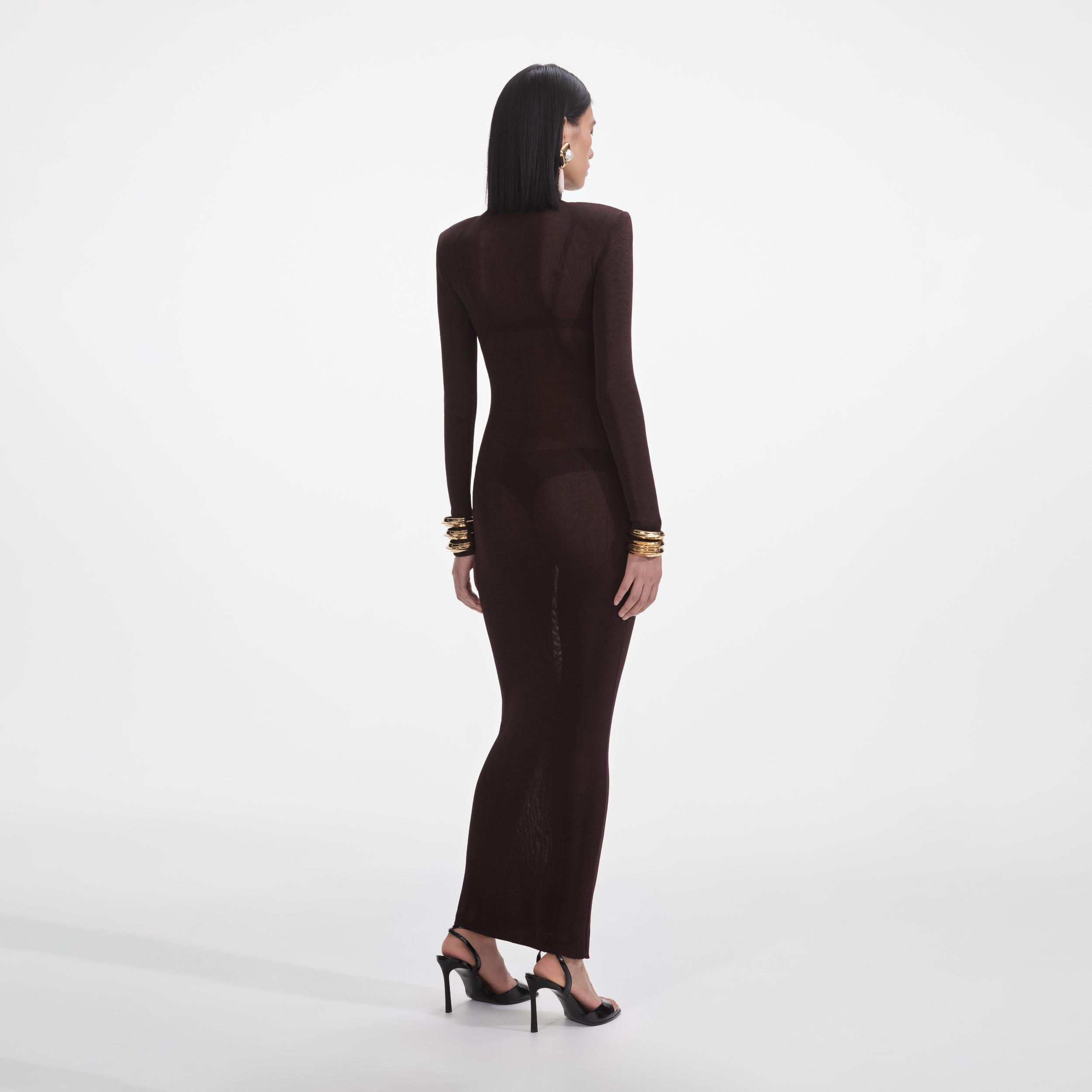 Brown Viscose Knit Maxi Dress Product Image