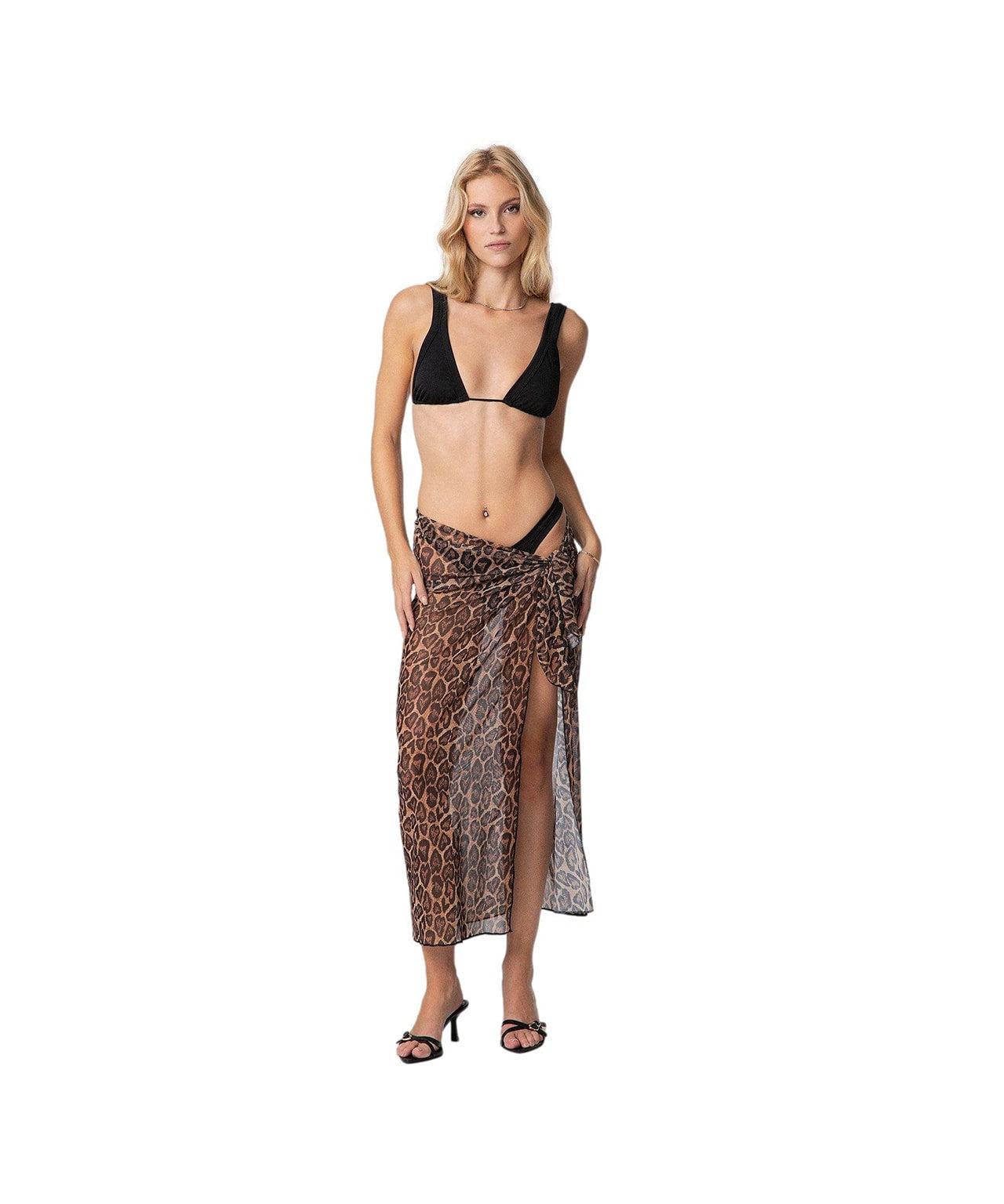 Tulle pareo with animal print Product Image