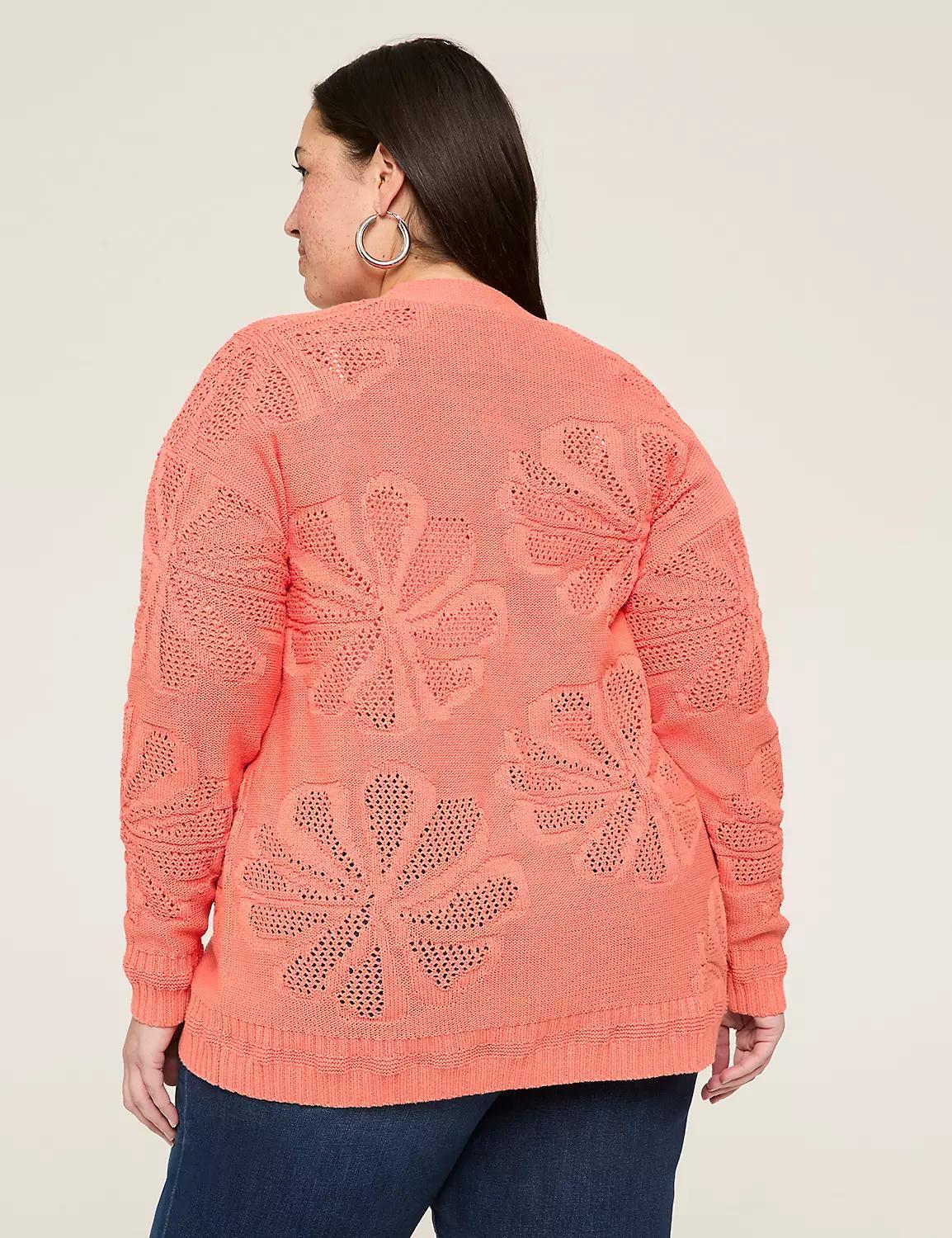 Floral Jacquard Open-Front Cardigan Product Image