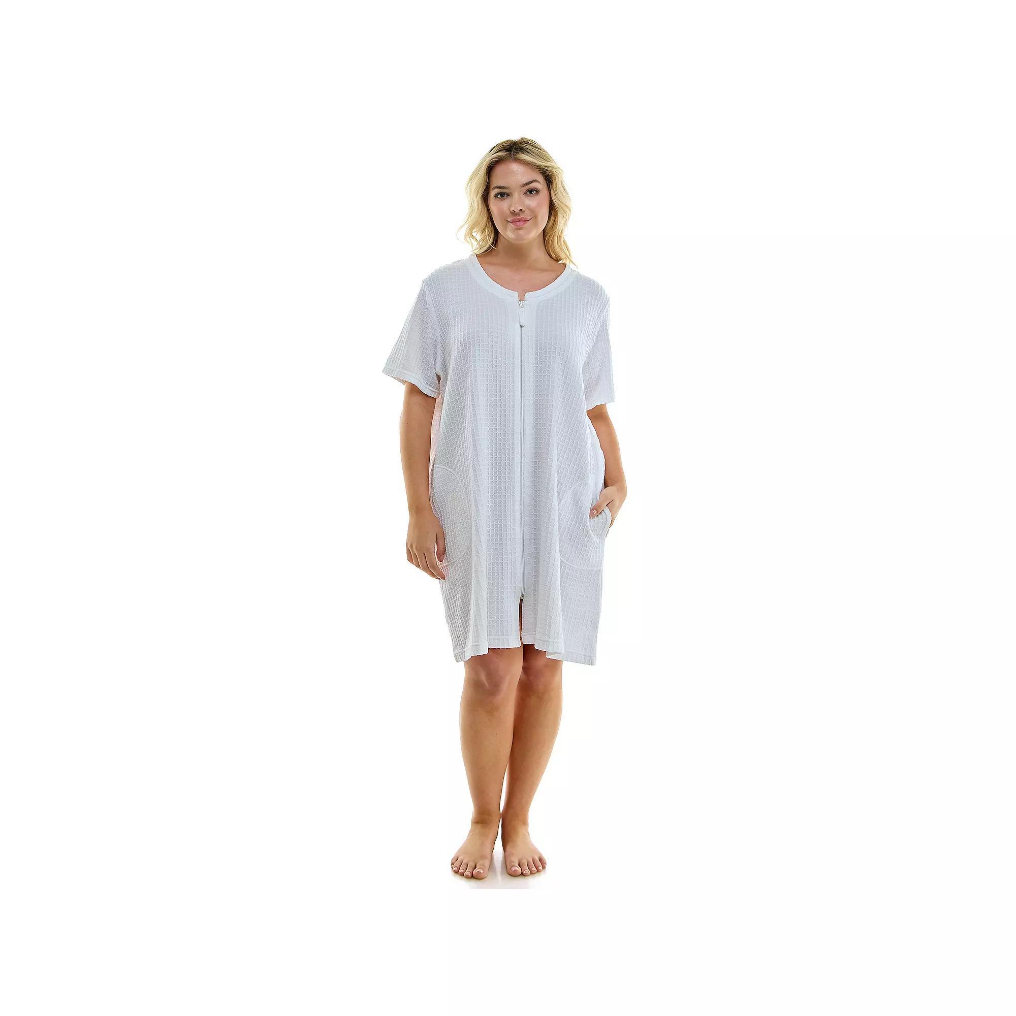 Plus Size Croft & Barrow® Zip Front Robe, Women's, Size: 1XL, White Solid Product Image