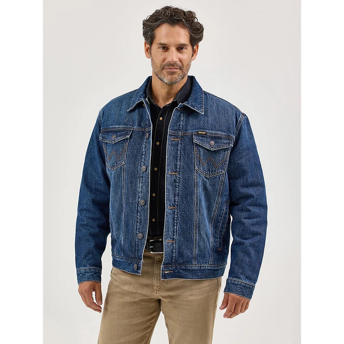 Men's Wrangler Retro® Sherpa Lined Western Denim Jacket | Men's JACKETS & OUTERWEAR | Wrangler® Product Image