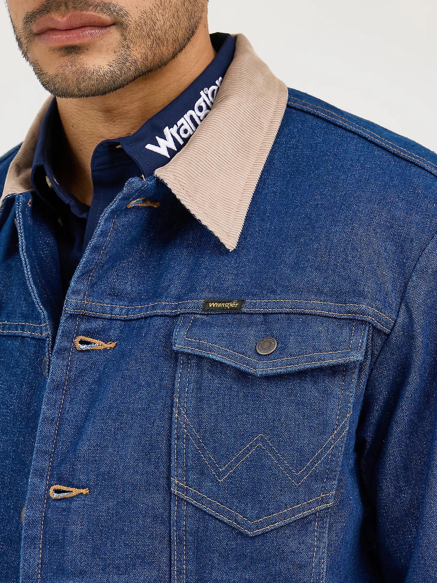 Men's Wrangler® Blanket Lined Corduroy Collar Denim Jacket | Men's JACKETS & OUTERWEAR | Wrangler® Product Image