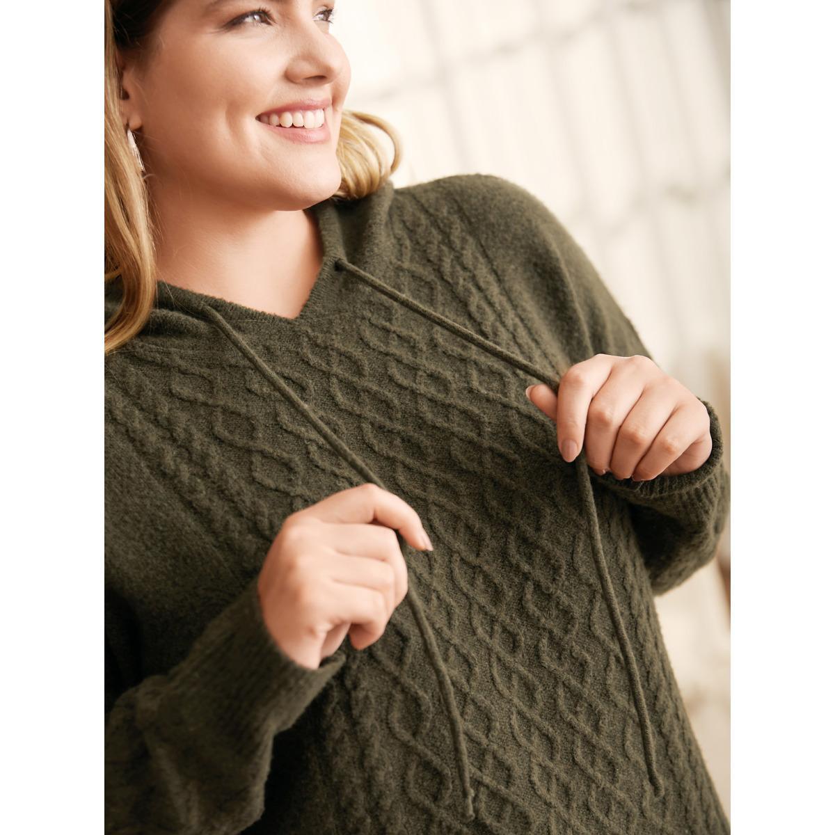 Plus Size Airy Cozy Hooded Pullover DimGray Women Casual Loose Long Sleeve Hooded Everyday Pullovers BloomChic 26/4X Product Image