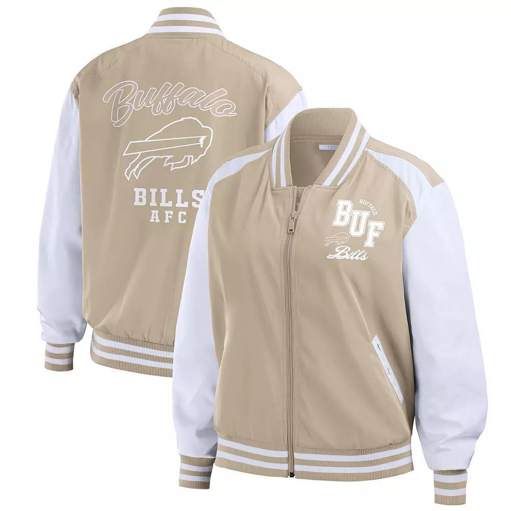 Women's WEAR by Erin Andrews Tan Buffalo Bills Tonal Full-Zip Bomber Jacket, Size: 2XL, Team Product Image