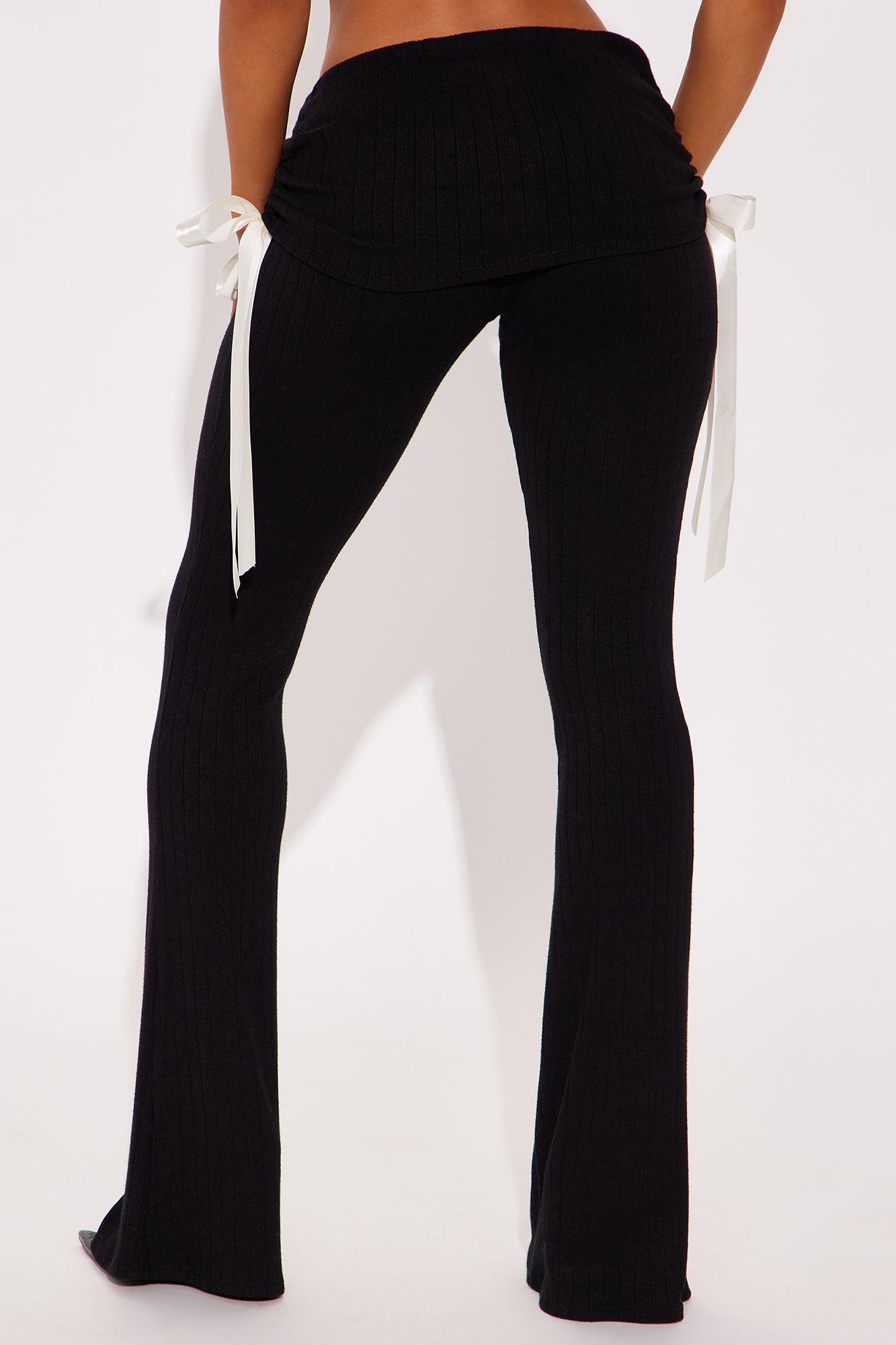 Sweet Escape Foldover Waistband Flare Pant - Black Product Image