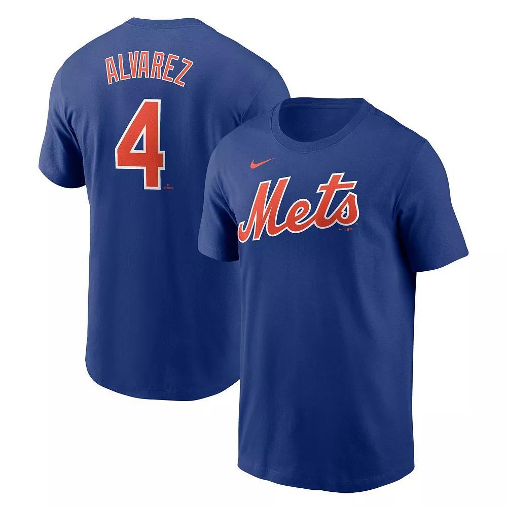Men's Nike Francisco Alvarez Royal New York Mets Fuse Name & Number T-Shirt, Size: XL, Blue Product Image