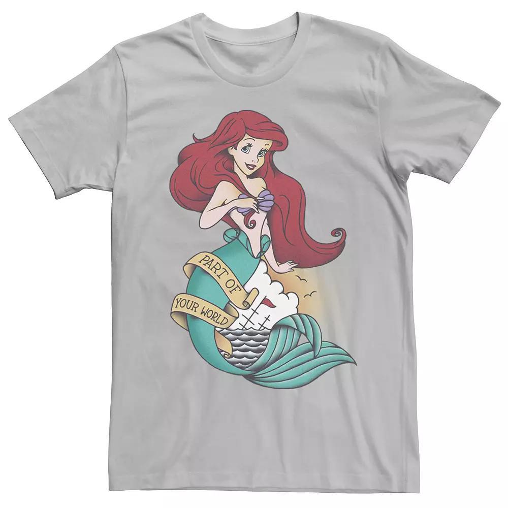 Men's Disney's The Little Mermaid Tattoo Style Quote Tee, Size: Large, Silver Product Image