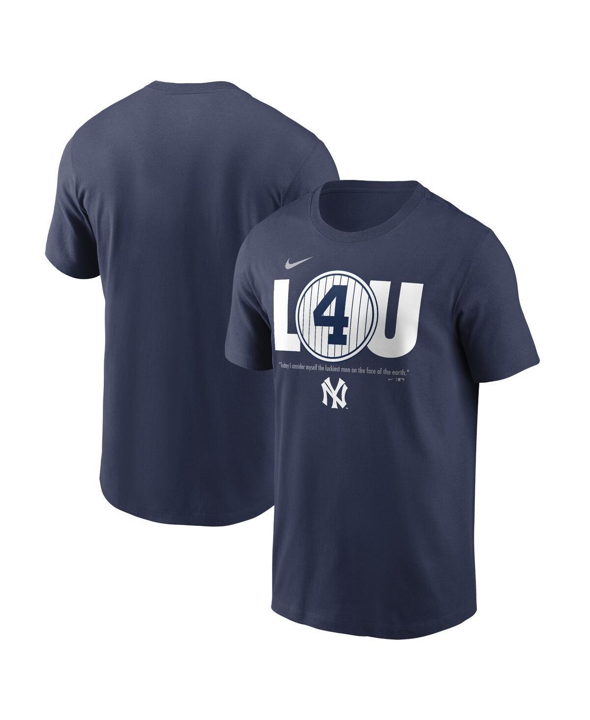 Men's Nike Lou Gehrig Navy New York Yankees Cooperstown Collection Lou Gehrig Day Retired Number T-Shirt, Size: Small, Blue Product Image