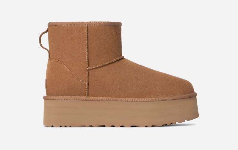 UGG Womens Classic Mini Platform Suede Classic Boots Product Image