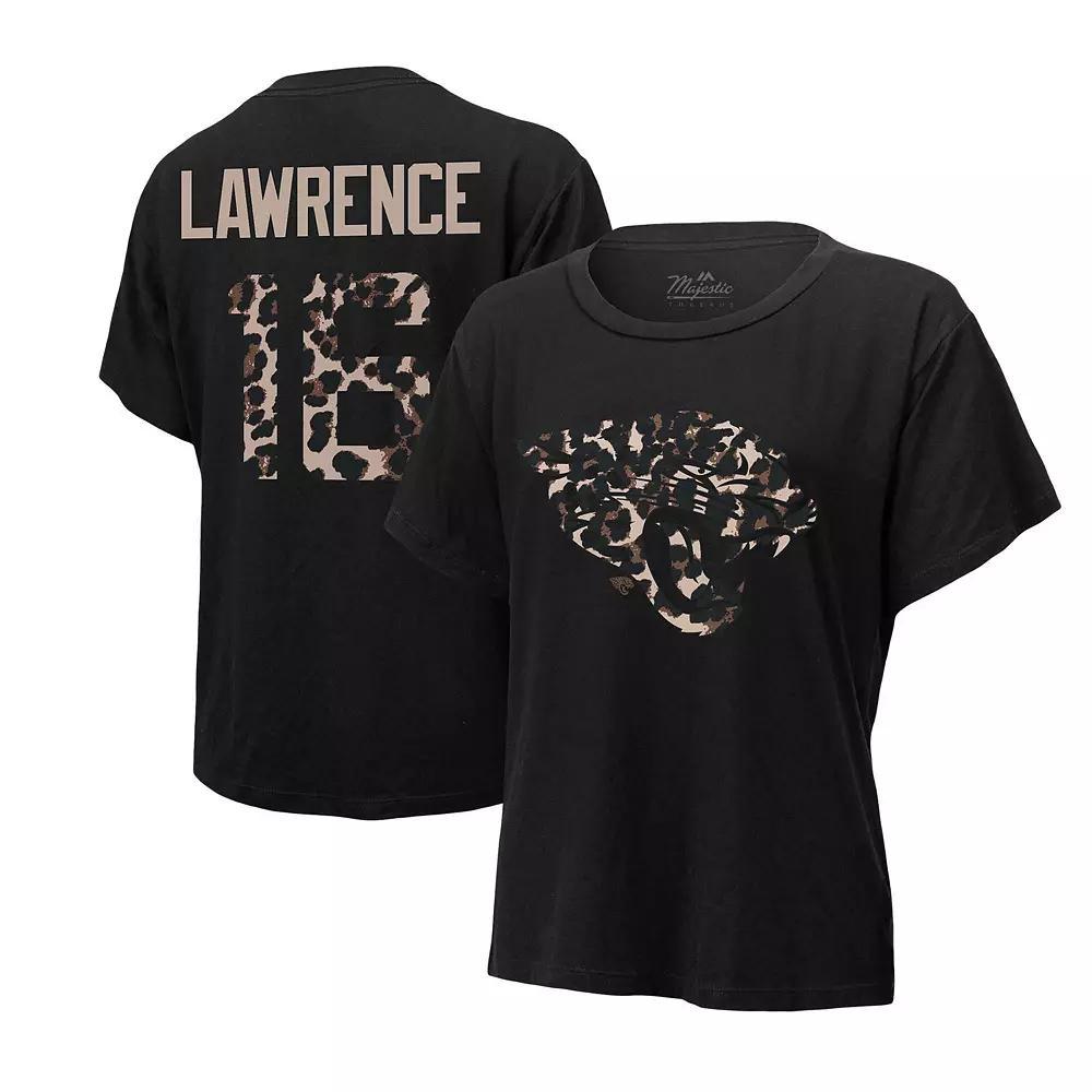 Women's Majestic Threads Trevor Lawrence Black Jacksonville Jaguars Leopard Player Name & Number T-Shirt, Size: Medium Product Image