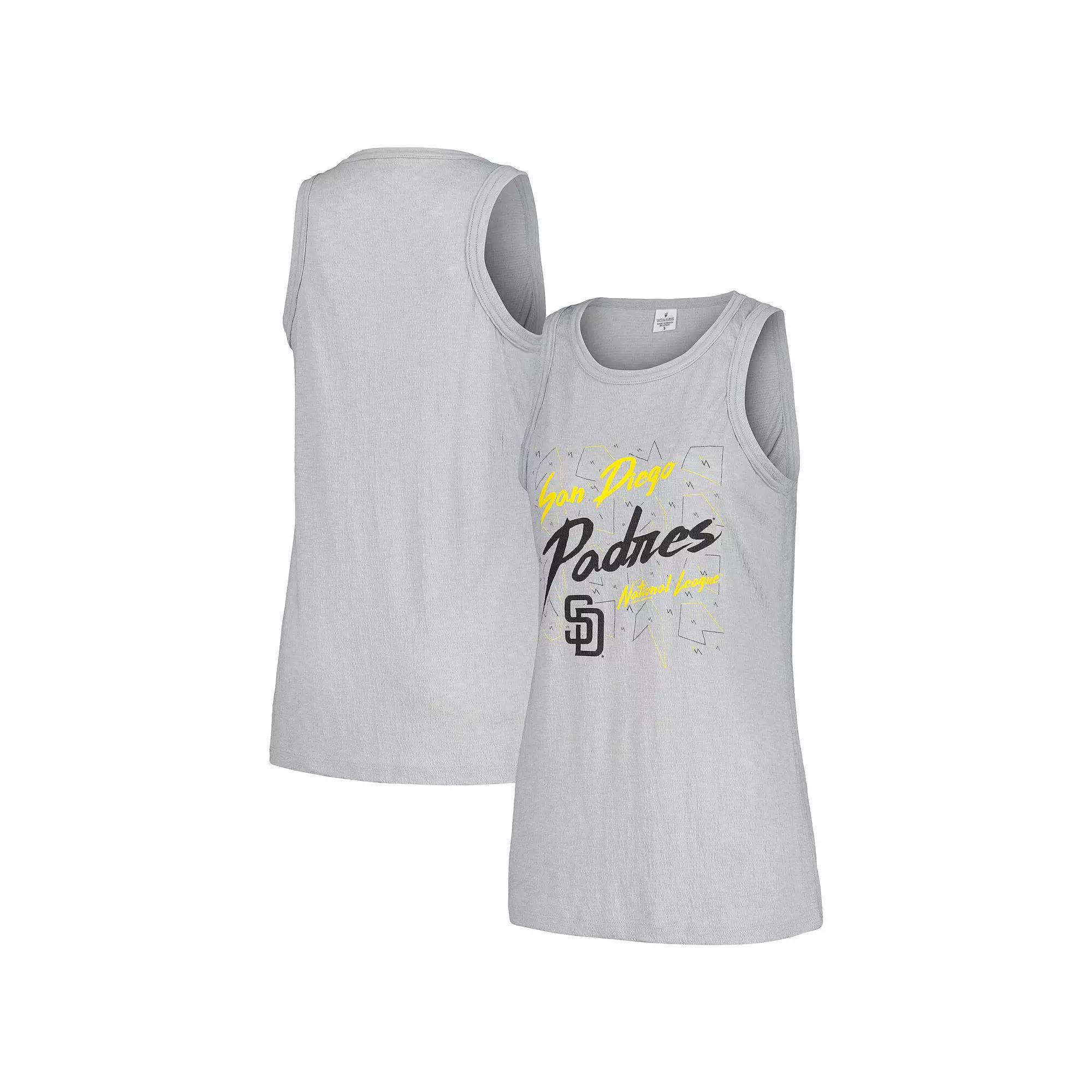 Womens Soft as a Grape Gray San Diego Padres Gauze High Neck Tank Top Product Image