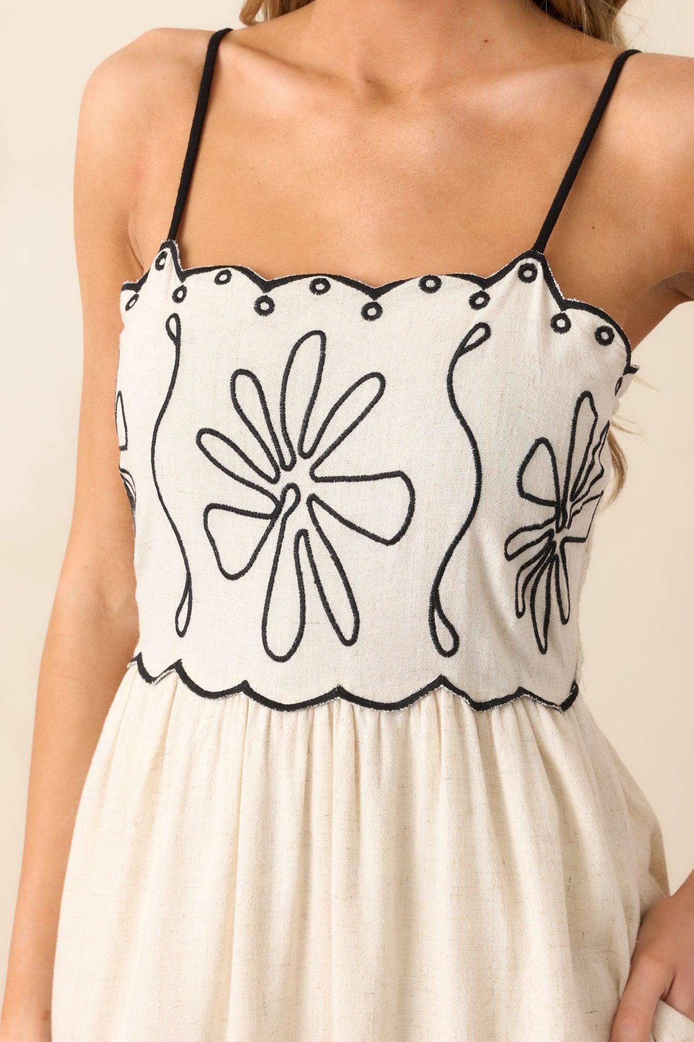 Afternoon Lunch Natural Linen Midi Dress Product Image