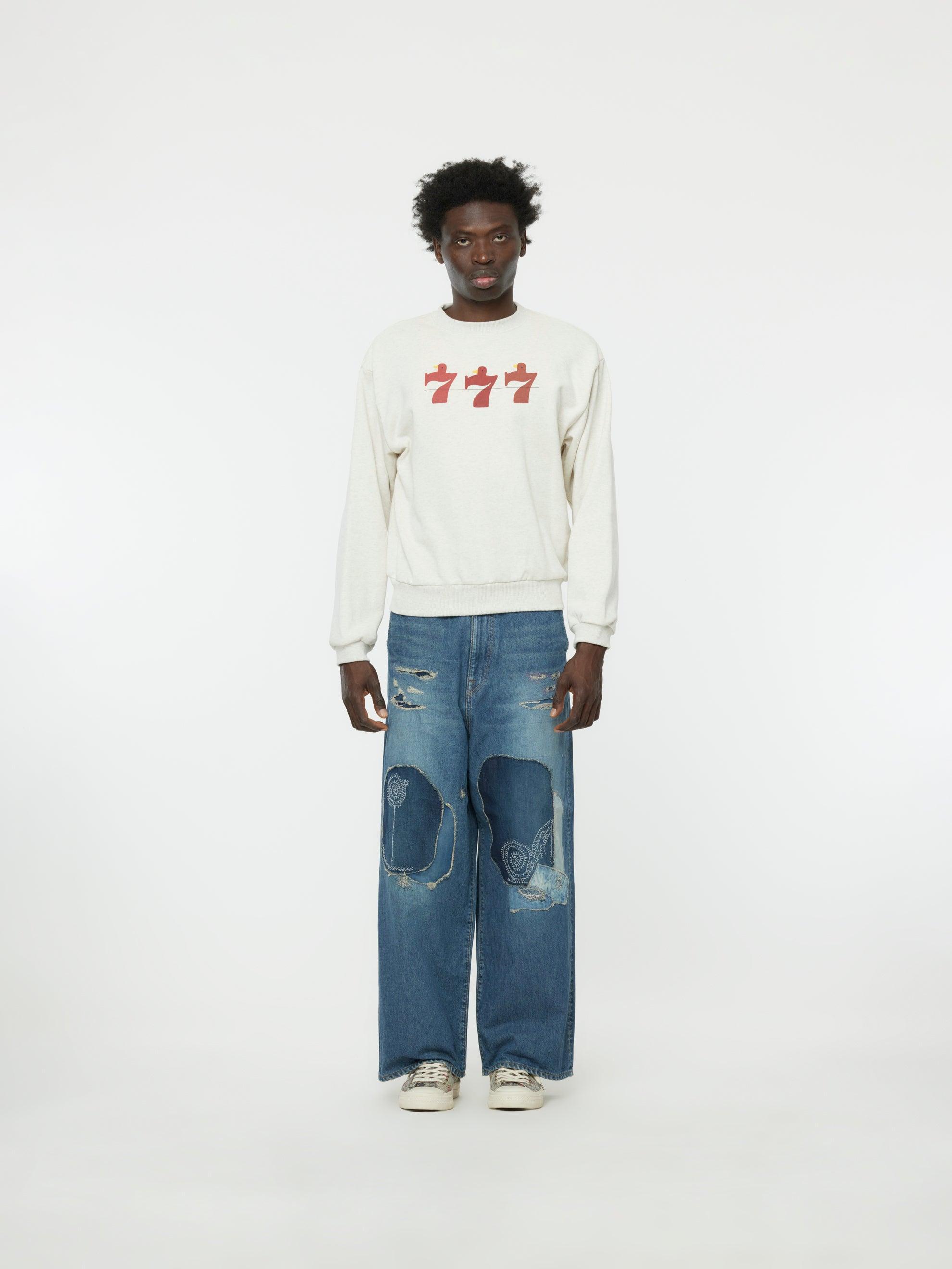 Lucky Battery Bird Crew Knit Sweater (Ecru) Product Image