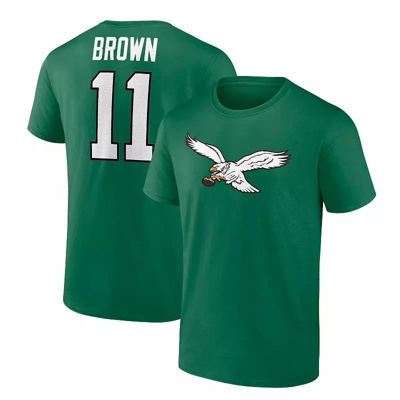 Mens Fanatics Branded A.J. Brown Kelly Philadelphia Eagles Player Icon Name & Number T-Shirt Product Image