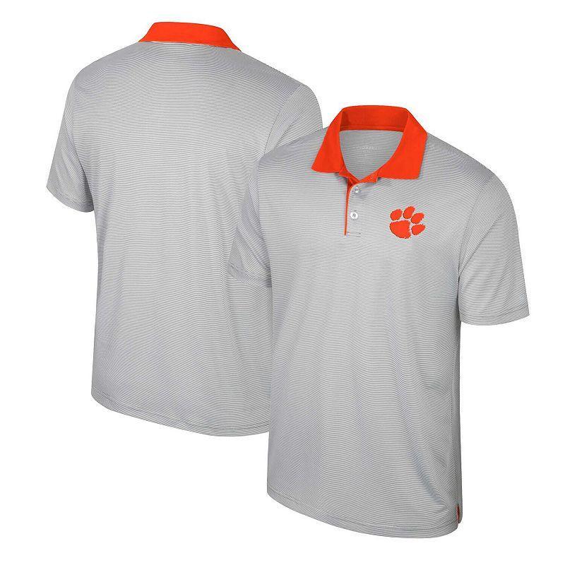 Mens Colosseum Gray Clemson Tigers Tuck Striped Polo Product Image