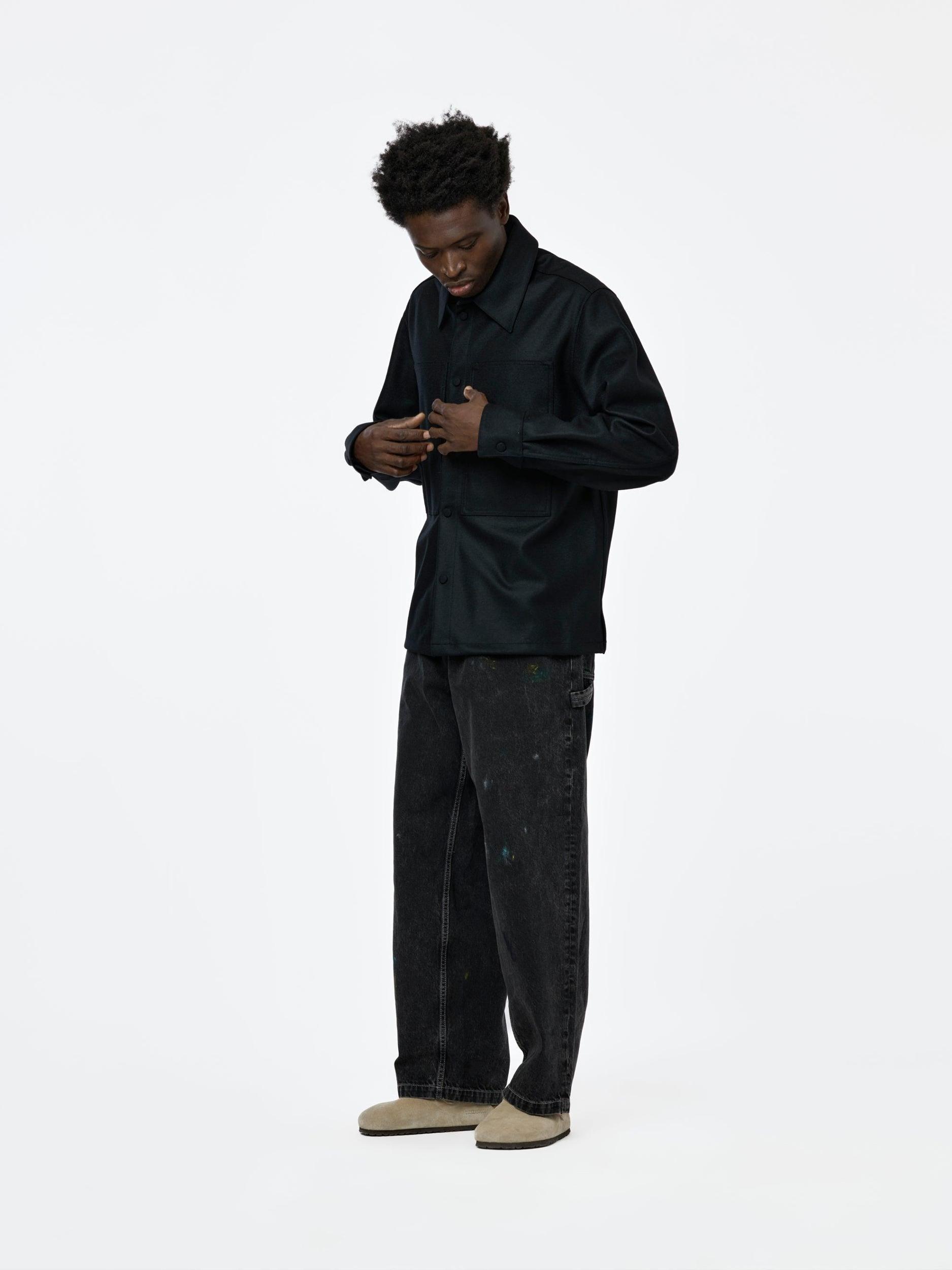 Boxy Over Shirt (Black) Product Image