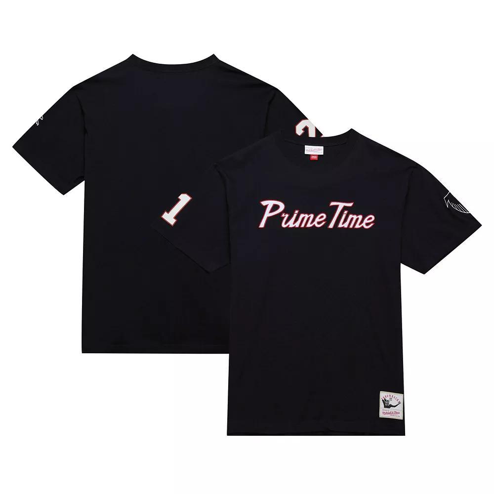 Men's Mitchell & Ness Deion Sanders Black Atlanta Falcons Retired Player Nickname T-Shirt, Size: Small Product Image