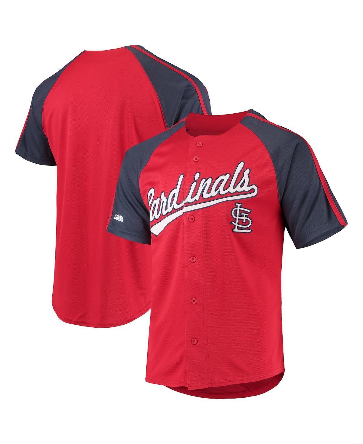 Men's Stitches Red St. Louis Cardinals Button-Down Raglan Replica Jersey, Size: Medium Product Image
