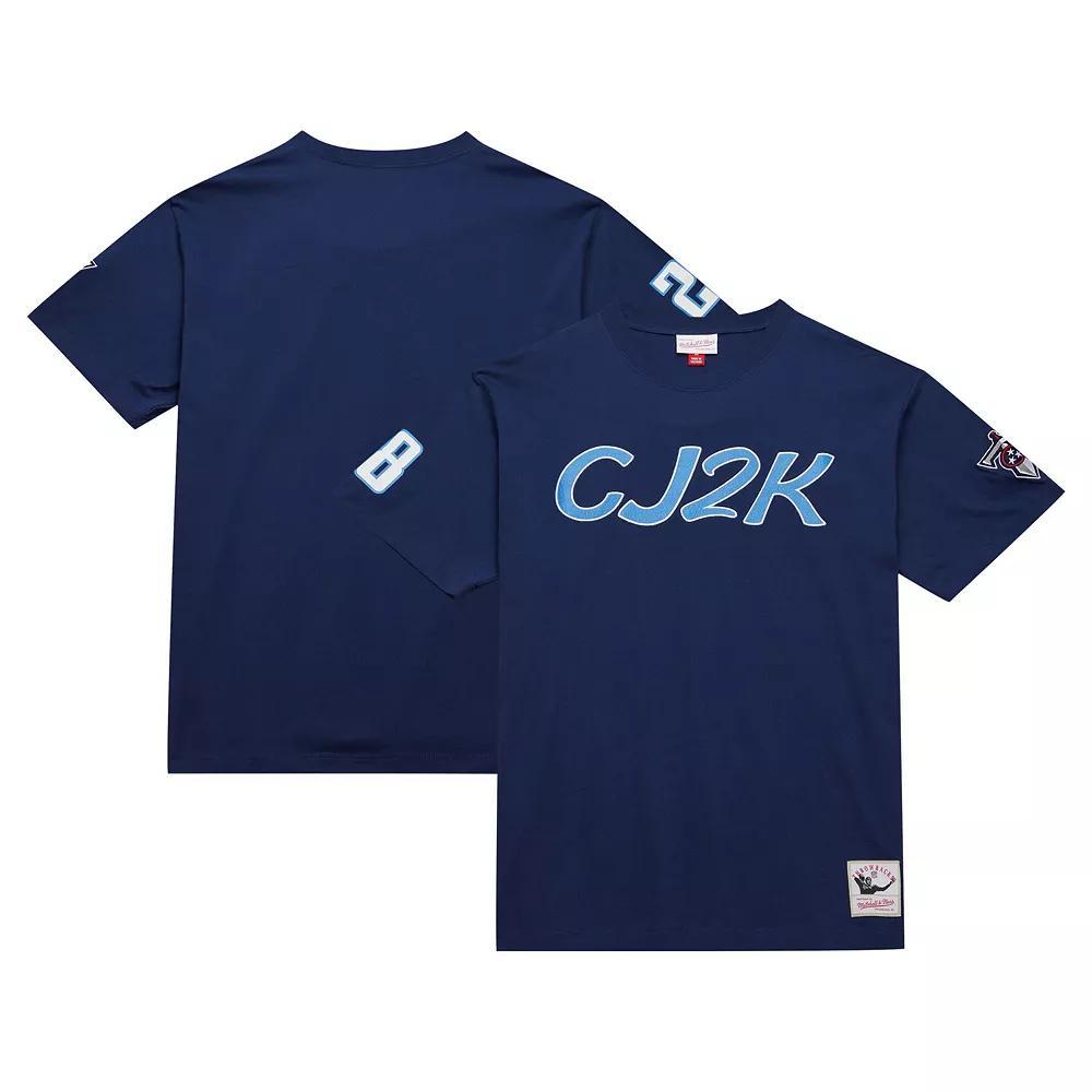 Men's Mitchell & Ness Chris Johnson Navy Tennessee Titans Retired Player Nickname T-Shirt, Size: Large, Blue Product Image