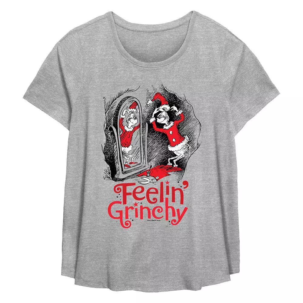 Plus Size Dr. Seuss Feeling Grinchy Flowy Graphic Tee, Women's, Size: 3XL, Grey Gray Product Image