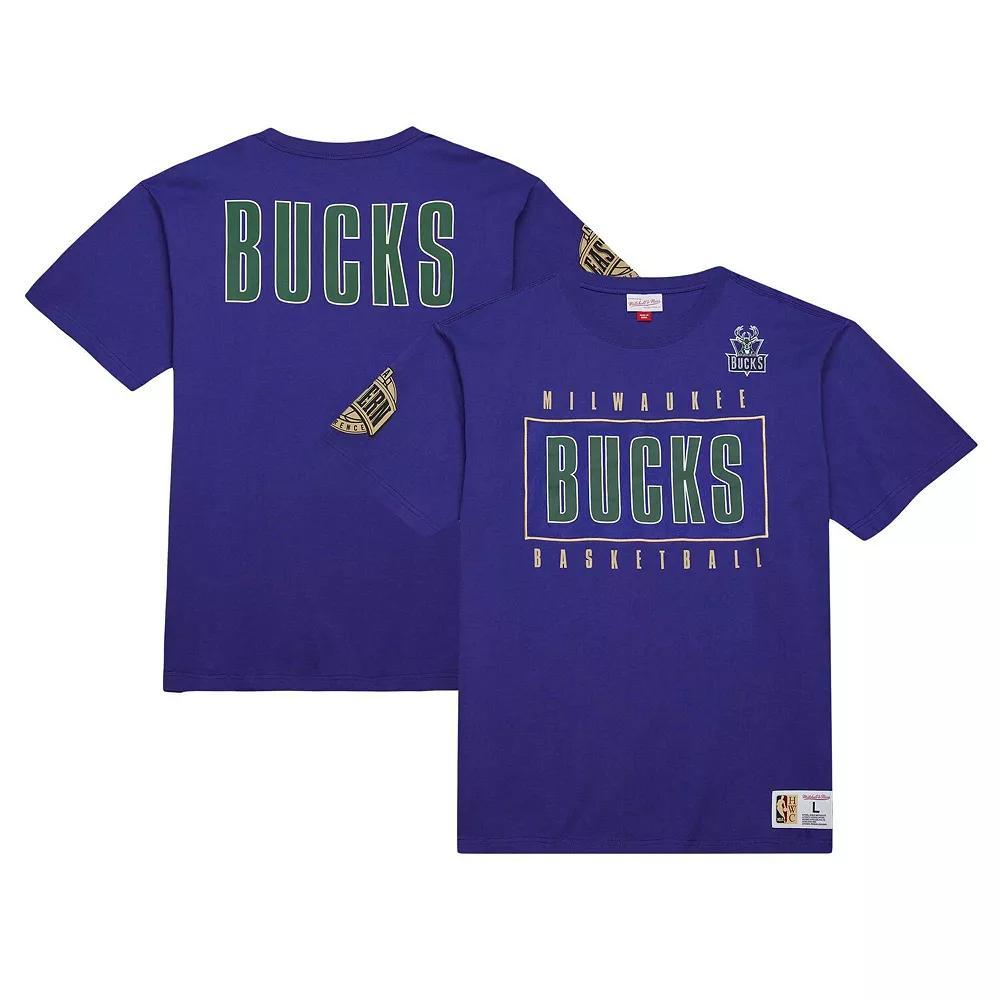 Men's Mitchell & Ness Purple Milwaukee Bucks Hardwood Classics Team OG 2.0 Premium Vintage Logo T-Shirt, Size: Large Product Image